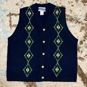 Vintage Pendleton Petite Womens Vest Size Small Navy 100% Lambs Wool